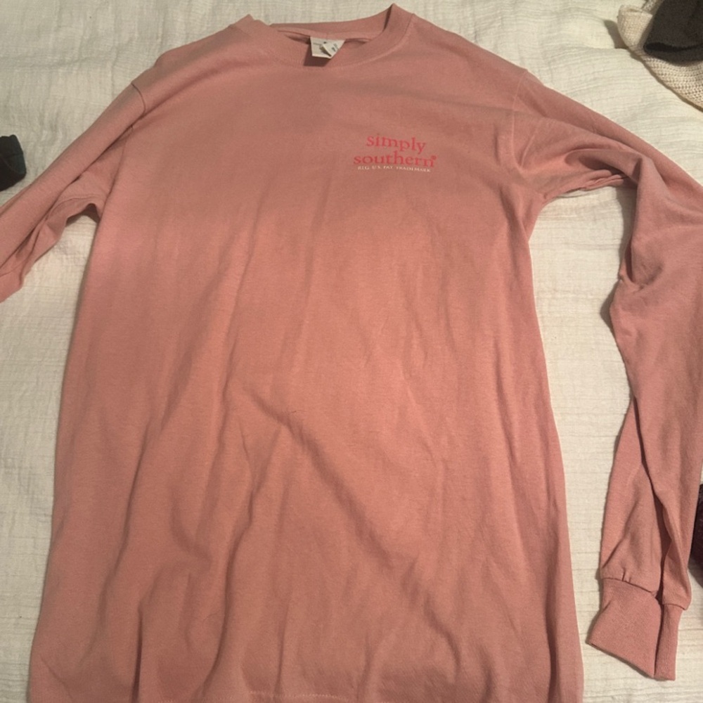 Simply Southern Long Sleeve Tee Soft Pink Size Small.    NOT KIDS!!!